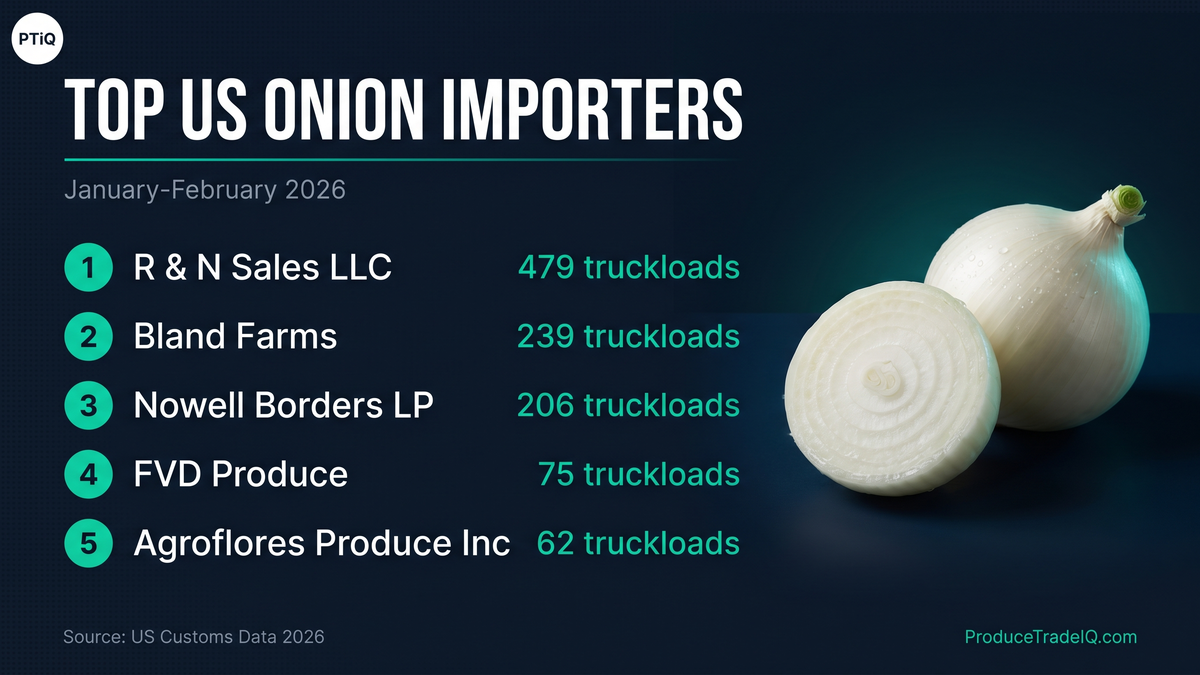 Top US importers of Mexican onions, January-February 2026